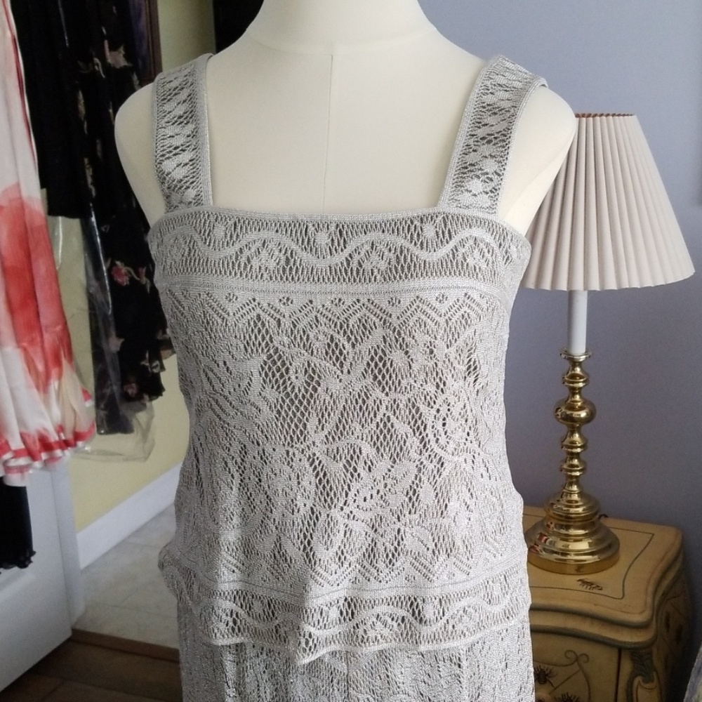 Damionou Silver thread lace 3 piece evening wear